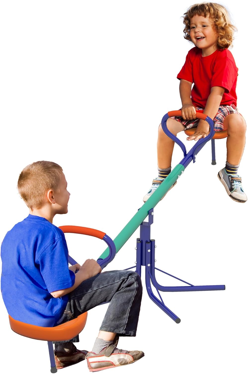 Outsunny Children's Rocker 360° Rotatable 2 Seater Garden Rocker up to 90 kg with Handles Damper 3-Pointed Support Legs UV-Resistant Carousel Rocker for Indoor and Outdoor Use Steel Rocking Rocker for