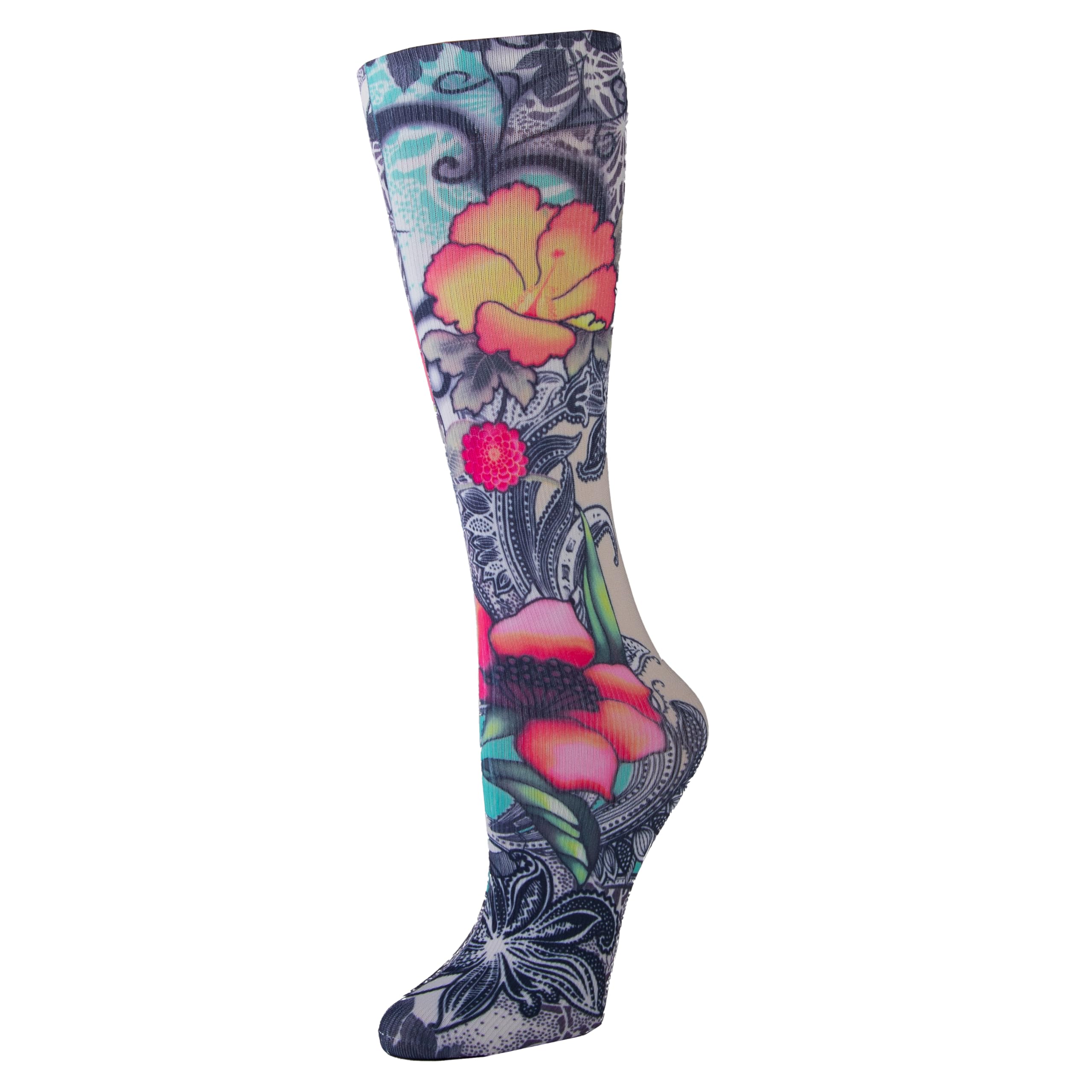 Celeste Stein Thick Compression Socks, Vintage Tattoo, For 8-15 mmhg, Regular size