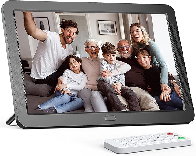 Digital Photo Frame 8 inch FHD, Fambrow Digital Picture Frame 1920x1080 Full IPS Display with Photo/Music/Video Player/Calendar/Alarm, Brightness Adjustable Electronic Photo Frame with Remote Control