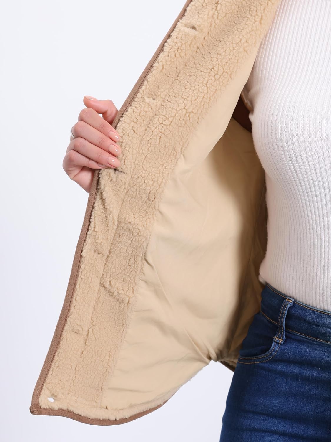 Allegra K Women's Fleece Vest Button Down Sleeveless Jacket with Pockets Oversized Fuzzy Vests - Image 5