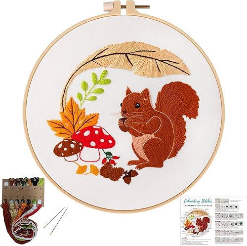 Miniatura 63 de Louise Maelys Kits de bordado cardenal para principiantes con patrón de flor de pájaro, kit de punto de cruz para adultos, kit de punto de cruz