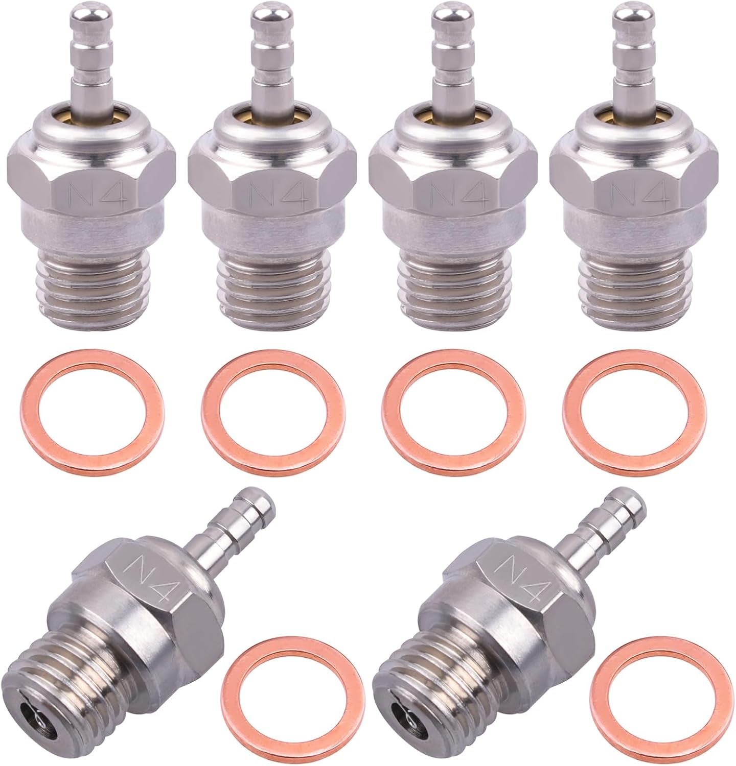 N4#4 NO.4 Glow Plug 70117 Medium Hot Spark Nitro Engine Parts for Traxxas HPI HSP Kyosho Redcat 1/8 1/10 RC Car Truck Buggy Replace OS 8 (6PCS)