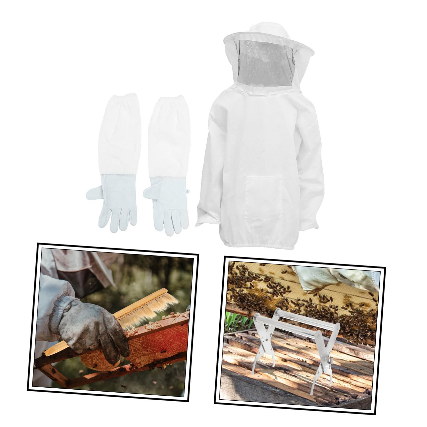 Lange Imkerhandschuhe aus Polyester und Wildleder Bienenschutzhandschuhe für Bienenzucht Komfortabel und Langlebig für Imkereiarbeit