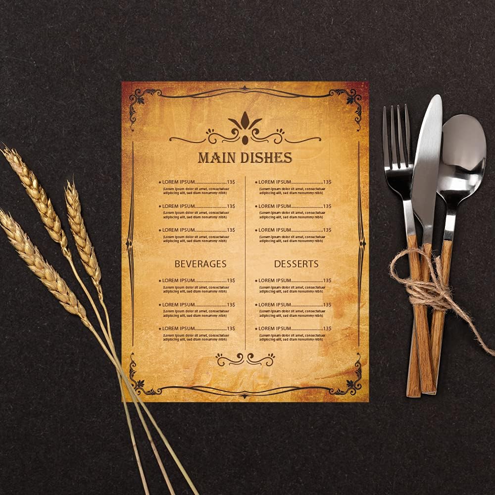 Realistic Vintage Stationery Paper 102 Pieces - 32lb / 120gsm Heavy Weight Writing Stationary 8.5" x 11", 6 Antique Parchment Design, Printer Friendly, Both Sides Printed, Old Looking : Office Products