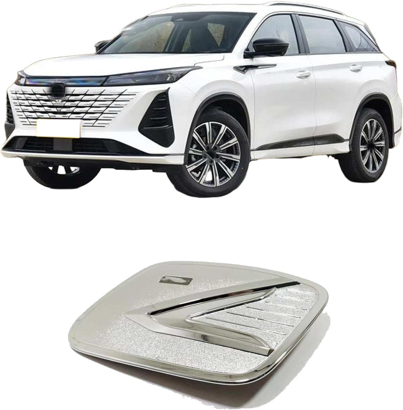 Car Fuel Door Cover Cap for Changan CS75 Plus 2024 2025 2026Accessories,Easy Stick-On Installation, providing a long-lasting, like-new appearance. (silver)