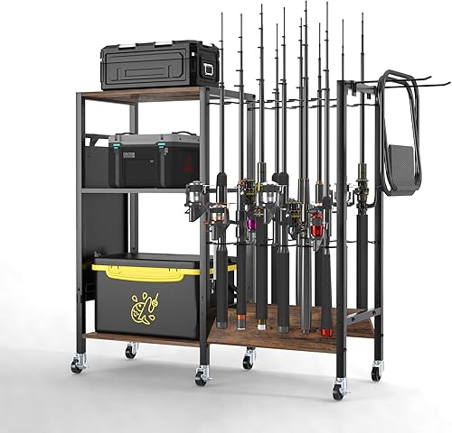 aledaras Soportes para caña de pescar, soportes para caña de pescar, carrito de aparejos de pesca, organizadores de equipo de pesca para garaje, se