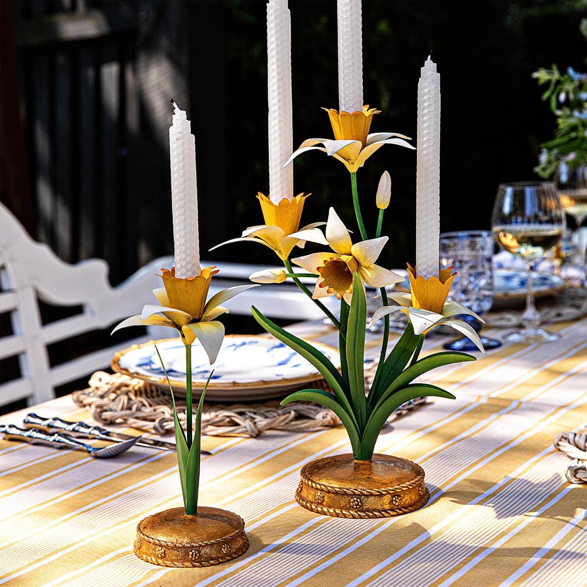 Juliska Meadow Walk Iris 14" Centerpiece Candelabra - Yellow