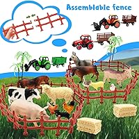 Vista 3 de Kimicare Paquete de 3 Tractores de Juguete de Granja con 40 Figuras de Animales de Granja de Plástico y Cerca, Conjunto de Juego de Granja, Figuras