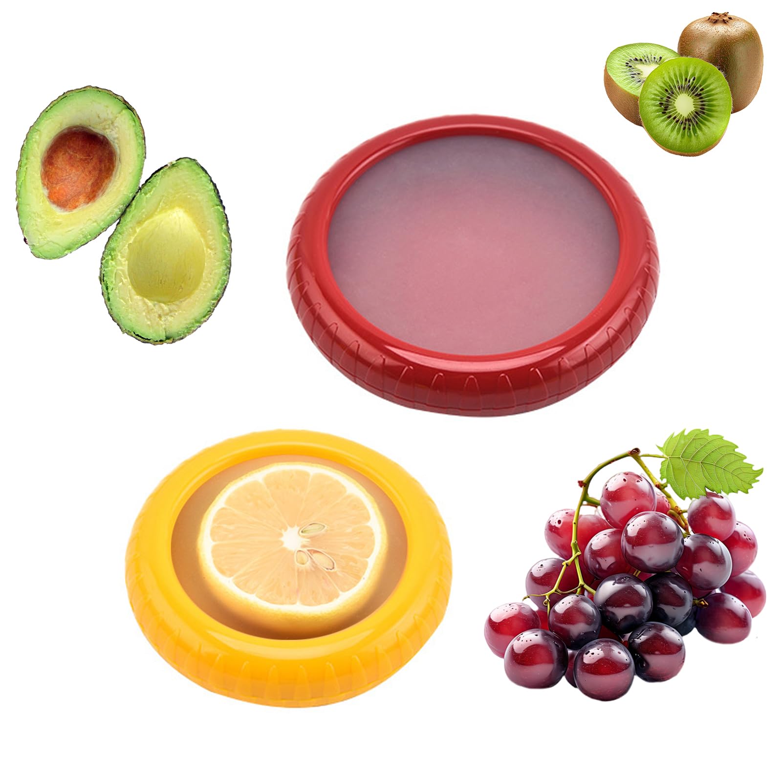 YJWZWE Reusable Fruit and Vegetable Storage Containers Lemon Keeper Tomato Holder Silicone Food Savers Fresh Stretch Pod f...