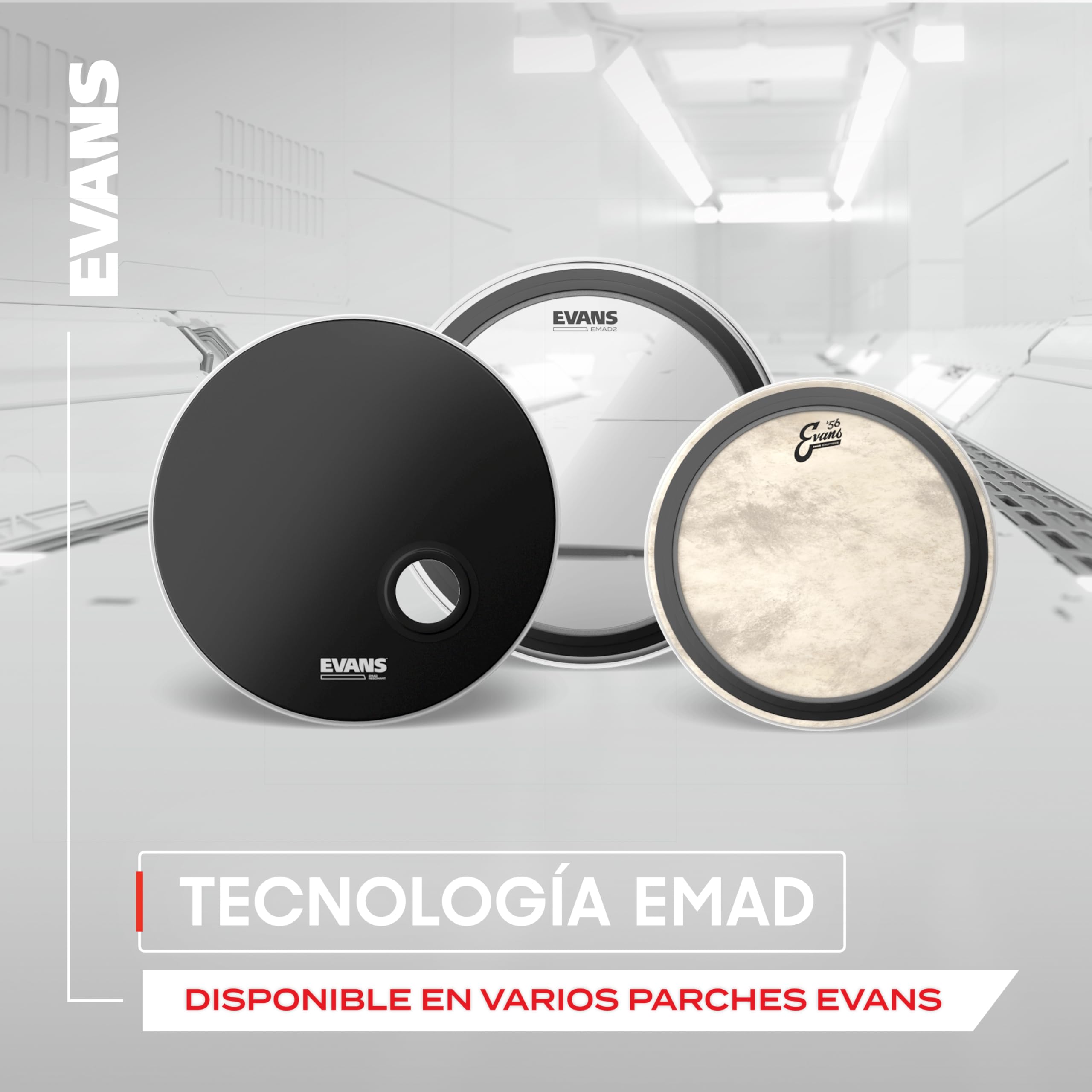 Parche hidráulico transparente para bombo de 22 pulgadas (559 mm) EMAD2 de Evans
