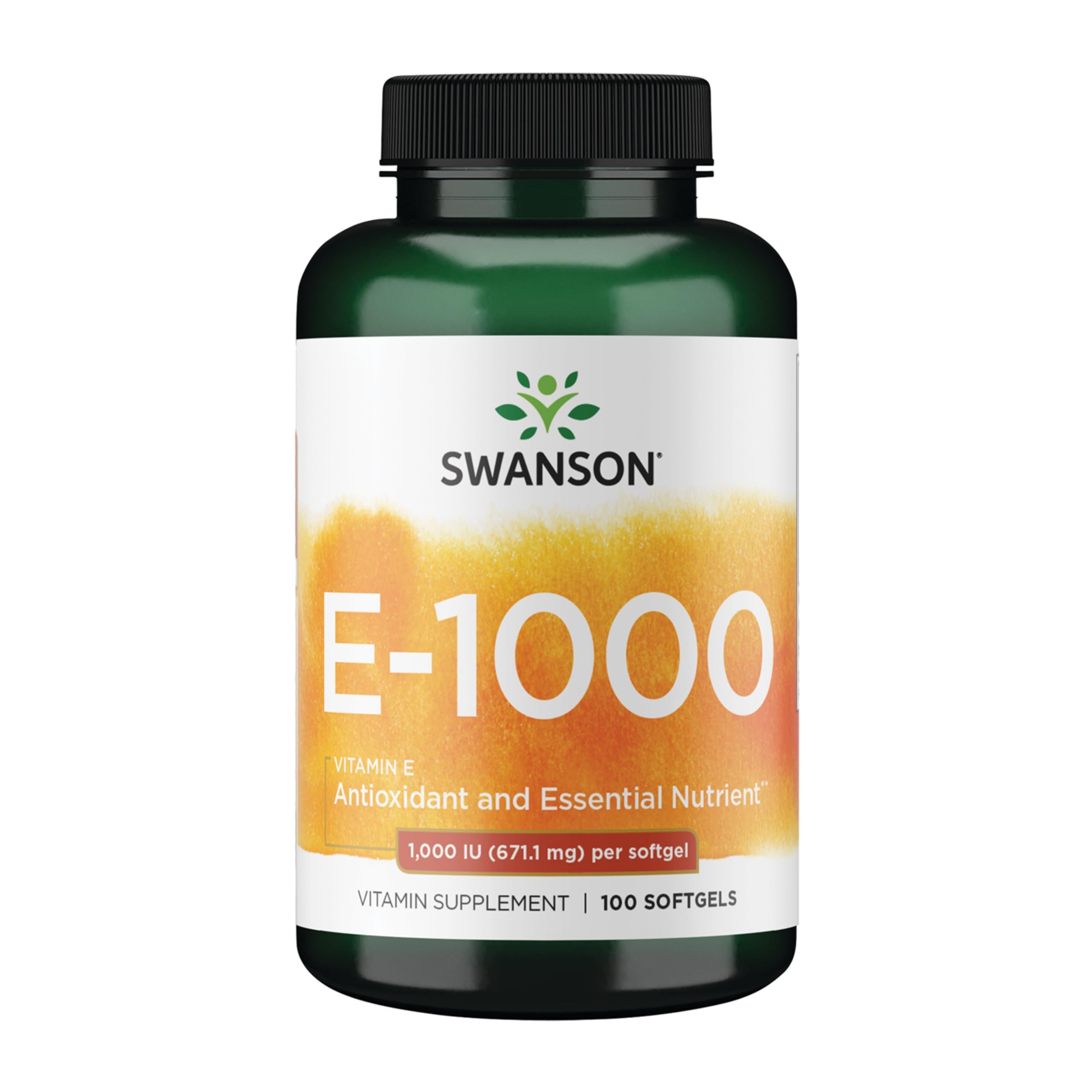 Vitamin E - Natural Vitamin Supplement Promoting Cardiovascular Health - Natural Formula Delivering Essential D-Alpha Tocopherols - (100 Softgels, 1000 IU Each)