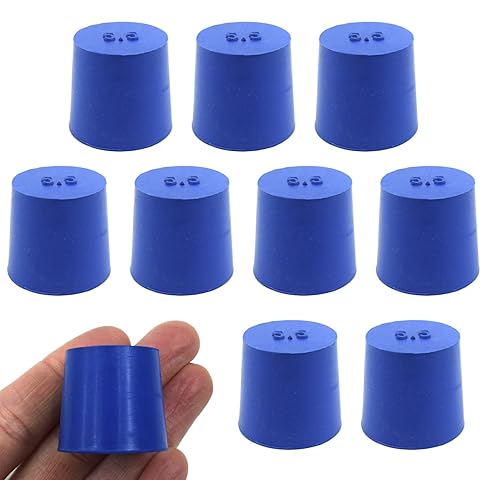 Neopreno tapón ASTM sólidoazul ASTM tamaño # 5,524mm. parte inferior, 28mm. parte superior, de longitud10unidades