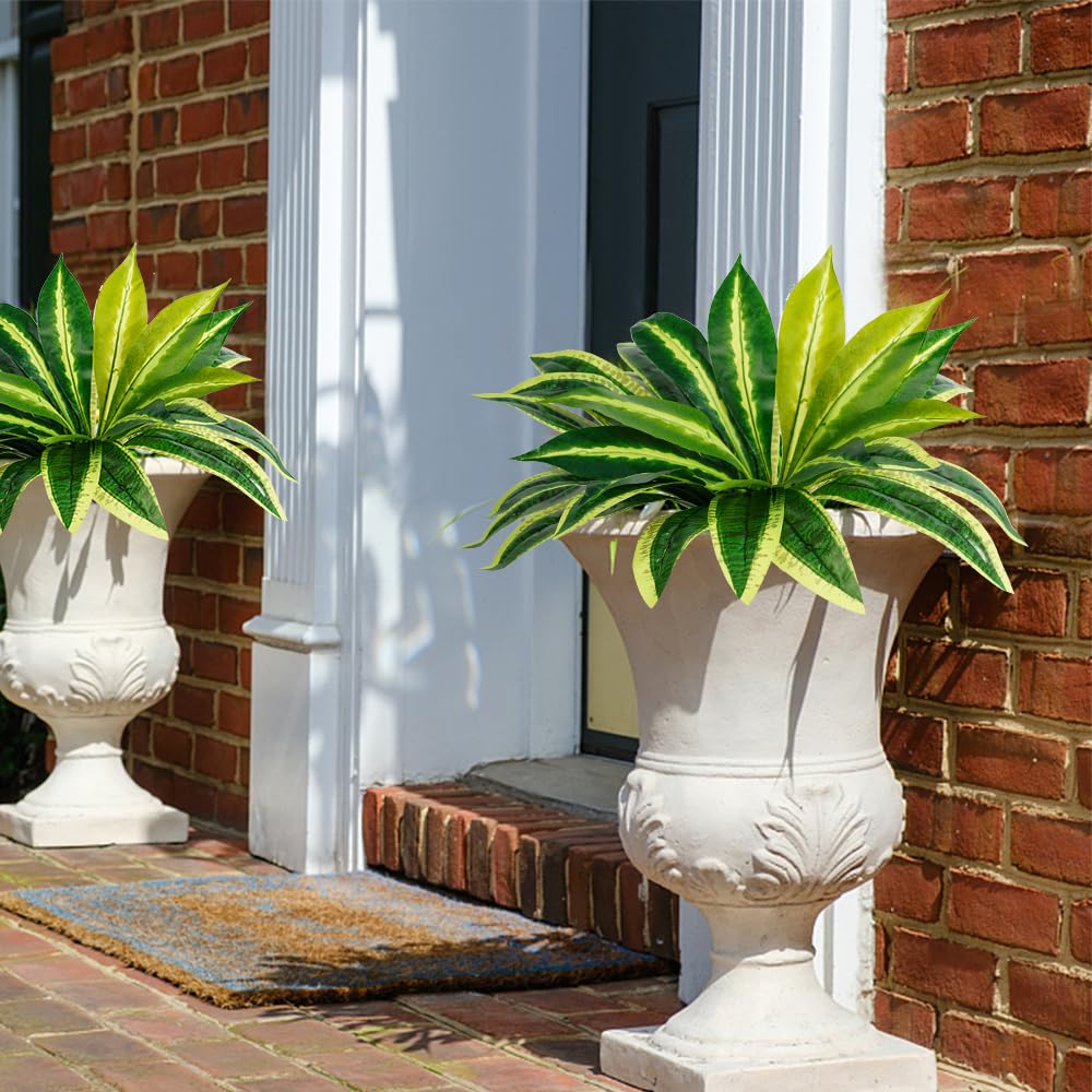 Melorca&Guilla Artificial Ferns for Outdoors,2PCS 35" Diam 30 Leaves Large Fake Ferns,Faux Ferns Outdoor for Shop Garden Office Porch Windowsill Entrance Home DÃ©cor