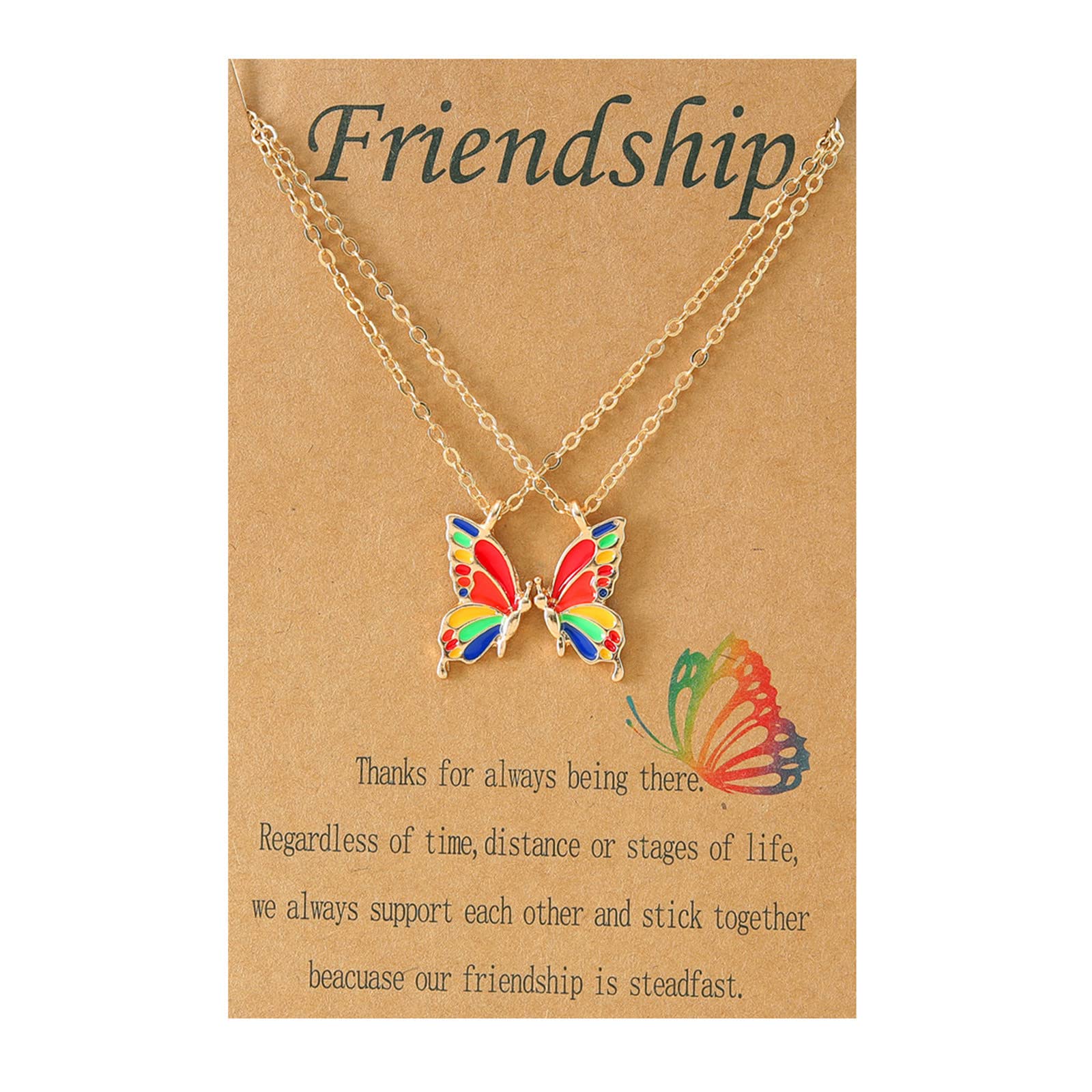 Caiyao 2Pcs Butterfly Friendship Pendant Necklace Set with Card Adjustable Chain Animal BFF Necklace for Women Girl Teen Best Friend Forever Long Distance Jewelry Birthday Gift, Metal, alloy (B0BVQTWHZ6) Amazon Price History, Amazon Price Tracker