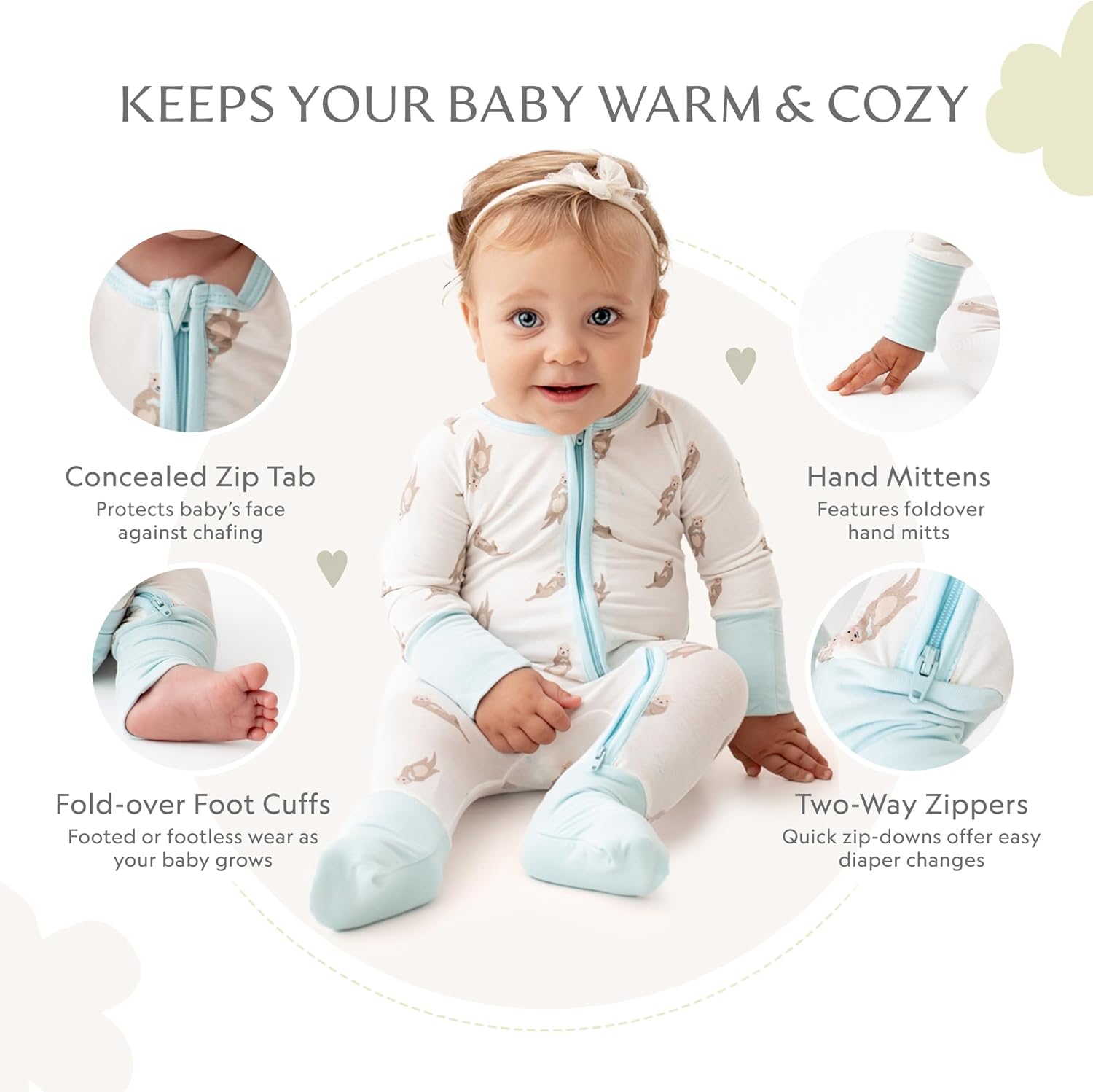 Bamboo Little Ultra-Soft Convertible Baby Romper - Gender Neutral Infant Clothes with 2-Way Zipper, Footless Sleepwear