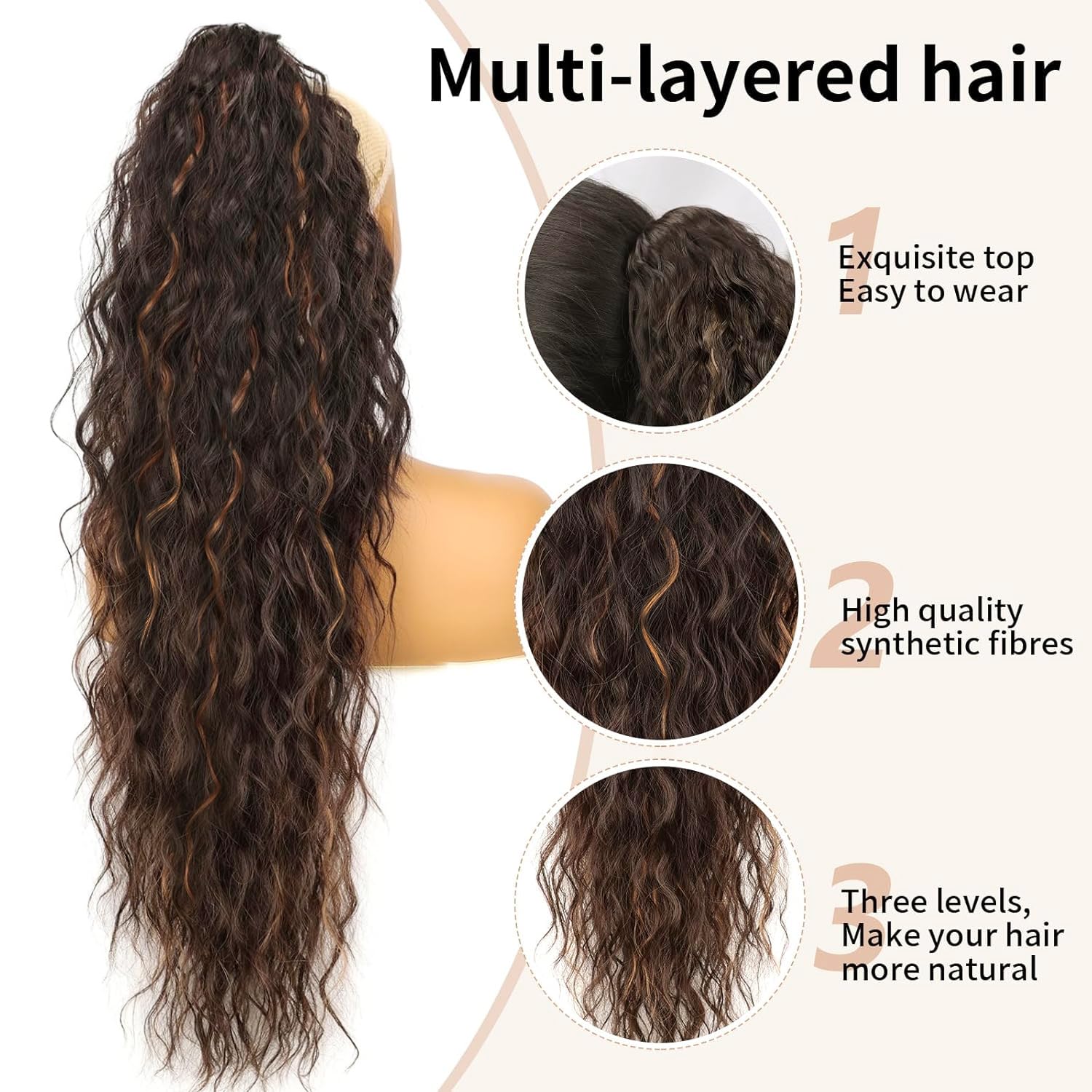 PORSMEER Claw Ponytail Hair Extension 30 inches - Image 3