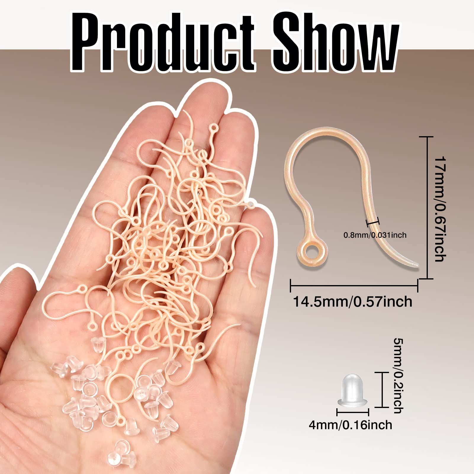 Plastic Post Hoop Earrings 50-Piece Plastic Earring Hooks Non