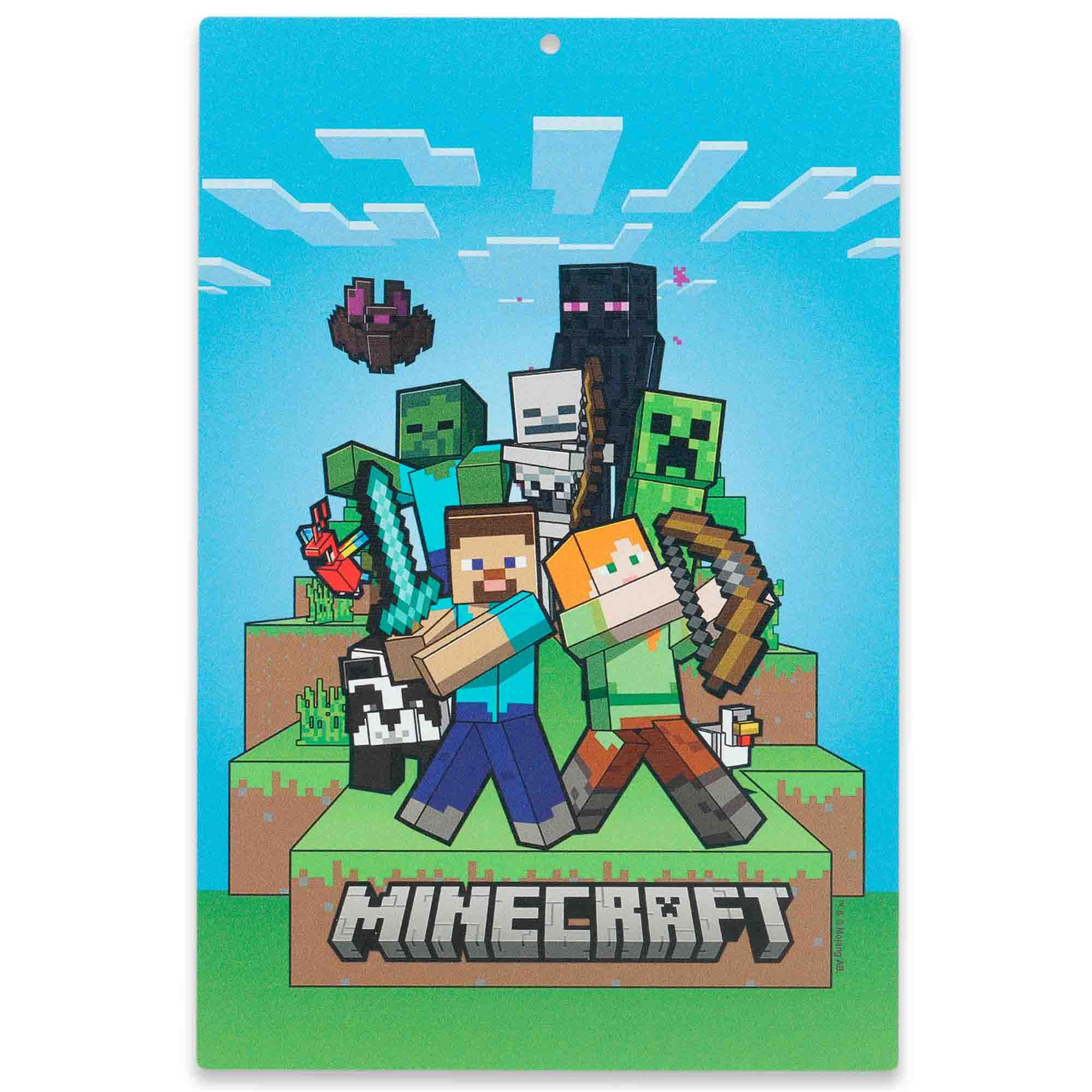 Open Road Brands Minecraft Blue Sky Scene Metal Wall Decor - Fun Minecraft Sign for Bedroom or Game Room