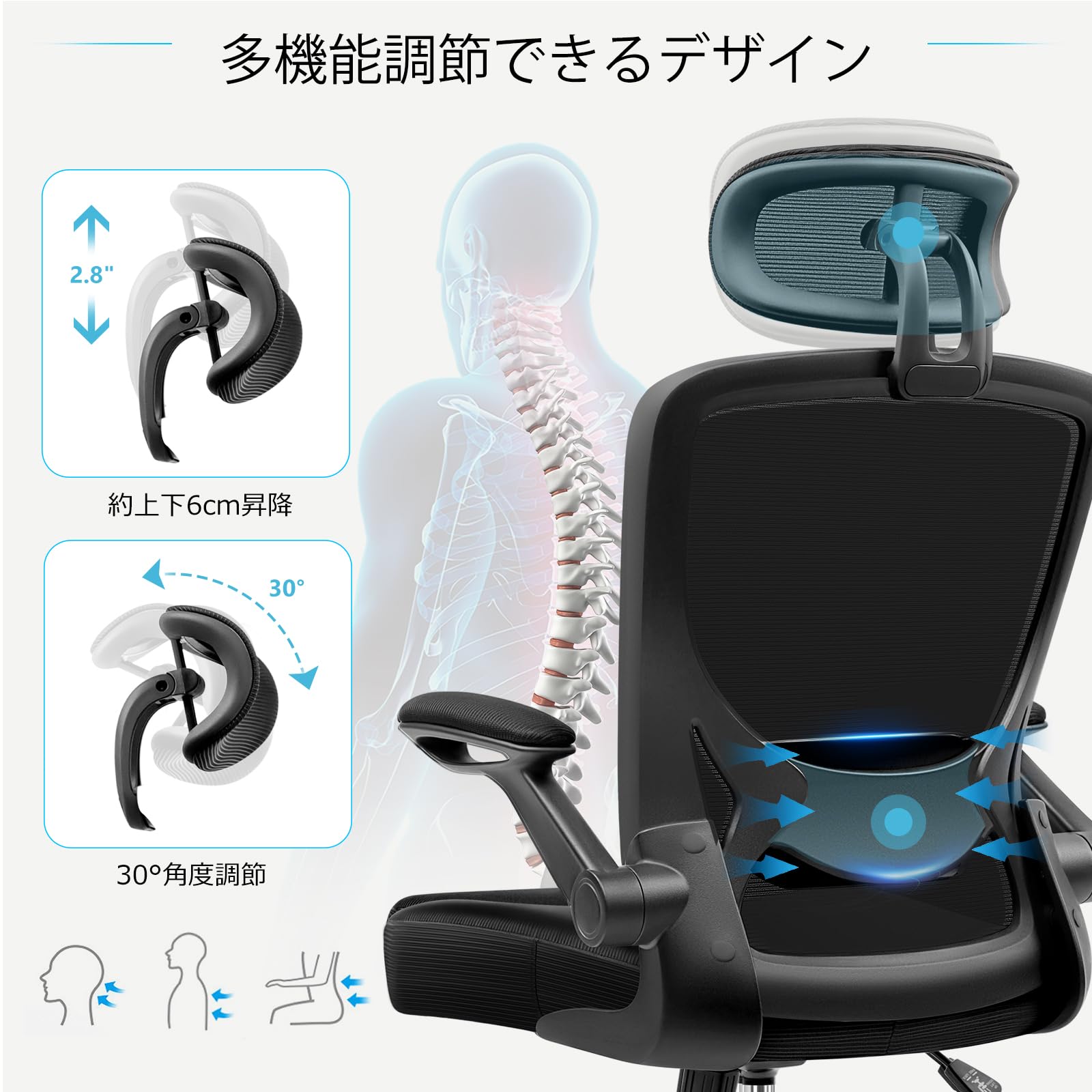 Amazon.co.jp: KERDOM パソコンチェア オフィスチェア 椅子 テレワーク