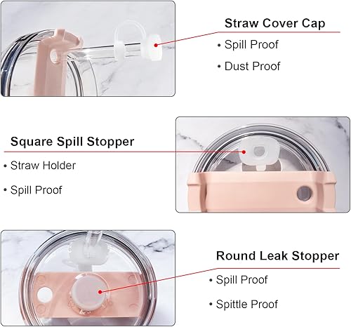 Miniatura 3 de Stanley Cup - Juego de tapones para derrames compatible con Stanley Cup de 40 onzas, 30 onzas, Quencher H2.0, 2 tapas de silicona para popotes, 2