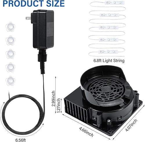 Miniatura 7 de 1 soplador de aire para inflables, repuesto de ventilador inflable de 12 V 1.2 A con 5 cuerdas de luz LED y adaptador de 12 V 1.5 A para Navidad,