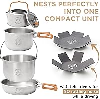 Vista 4 de Living in a Bubble Premium 7-Piece Stainless Steel Cooking Set. Tri-layer Bonded Stainless-Steel - Ergonomic Handles with Silicone Sleeve - Compact