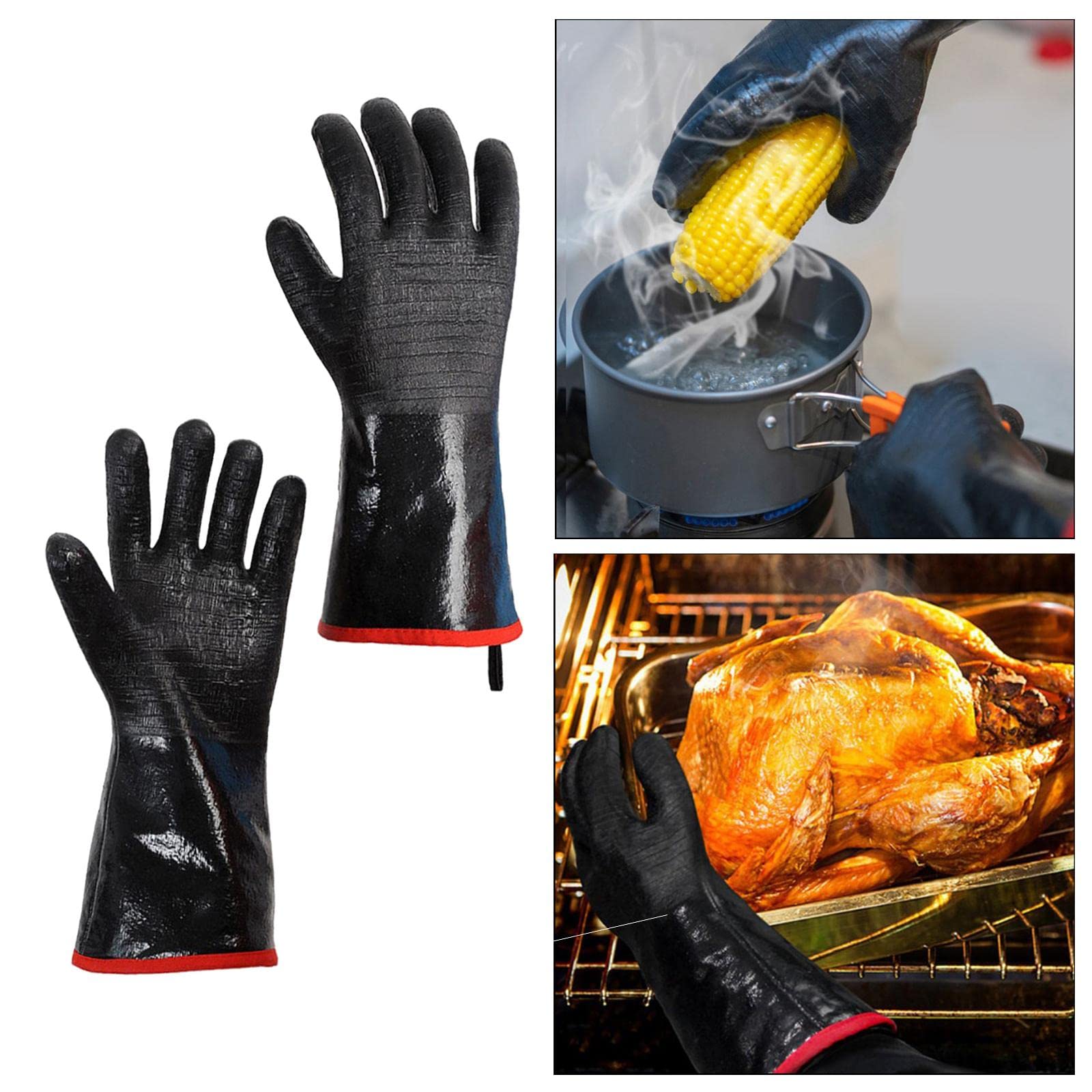 Guantes de Trabajo, 1 par de Barbacoa de Neopreno Barbacoa Prueba de Aceite Resistente al Calor de la Parrilla: de 18 Pulgadas de Grosor (Color : 14 Inch Thick)