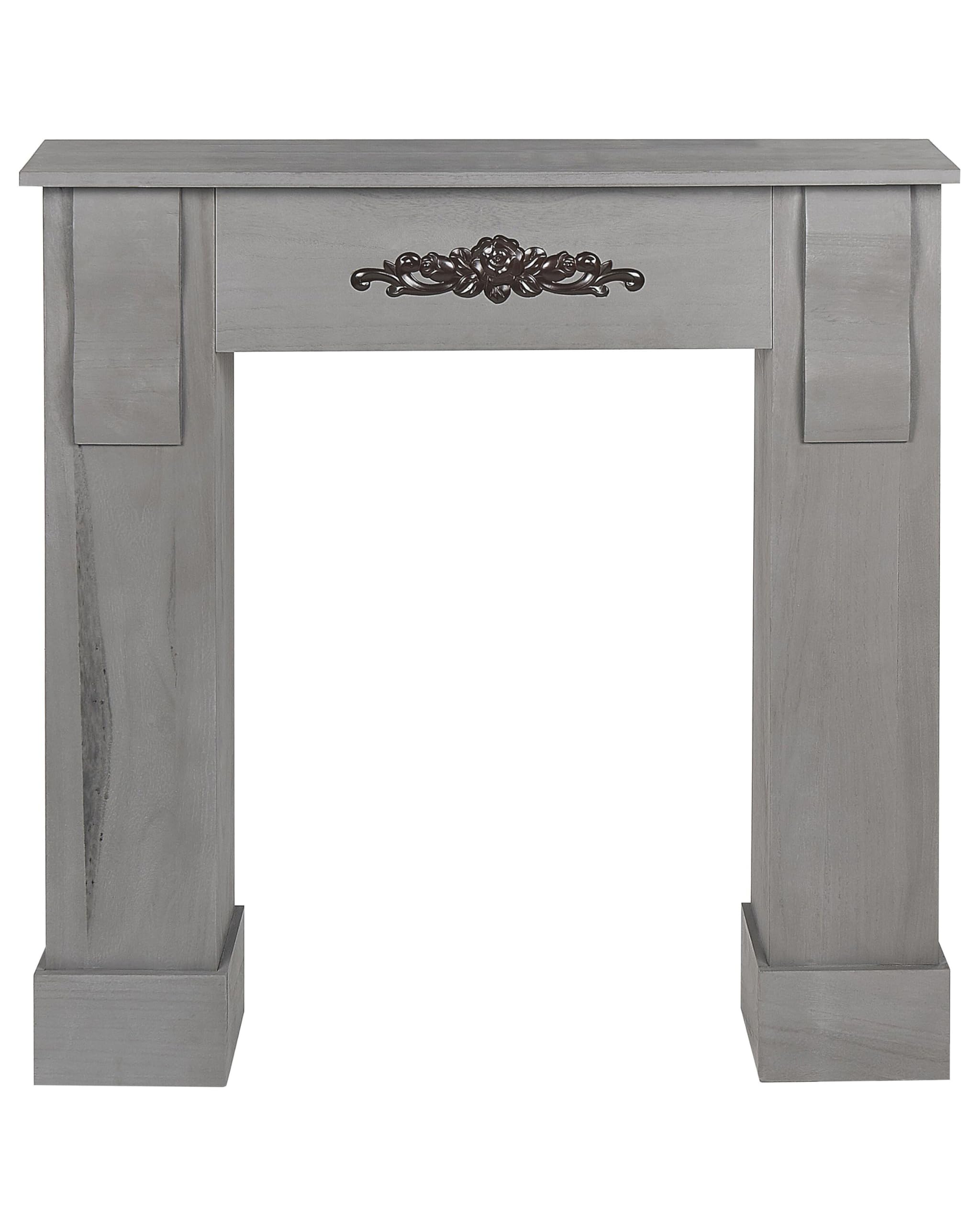Deko-Kaminumrandung Paulownia-Holz grau 97 x 99 cm Kaminkonsole Retro Mandre