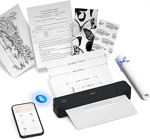 PRT Thermal Portable Printer Wireless for Travel, 203 DPI Inkless Bluetooth Support 8.5"x11" US Letter, A4, Compatible with iOS, Android, Laptop, Mobile Printer for Office, Vehicle, Home Use