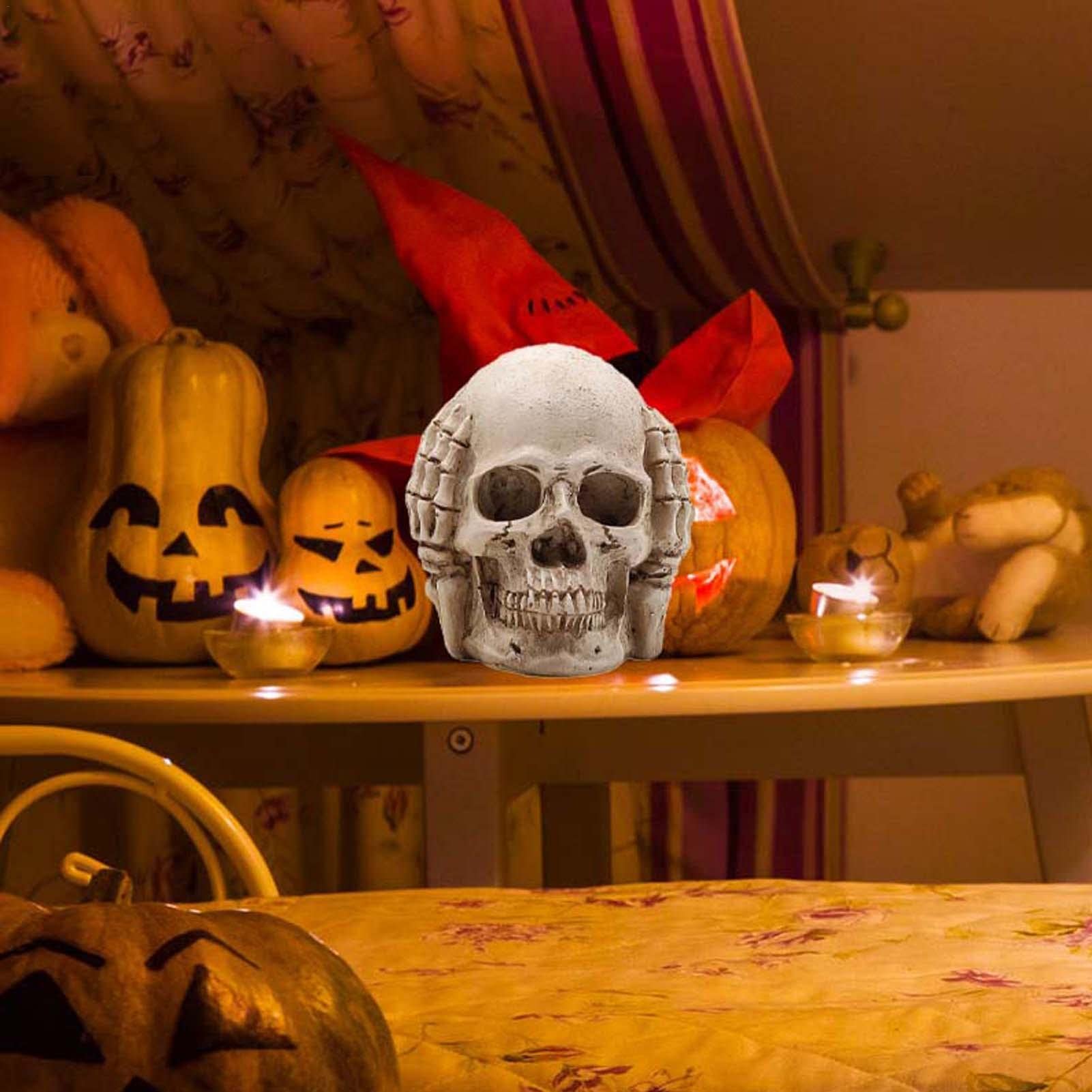 Dranng Figurines De Squelette Cool, Statue Résine Sculpture Mémorial Miniature Gothique, Crane Statue Gothique À Collectionner Décoration D'halloween Pour Décor Bureau À Domicile