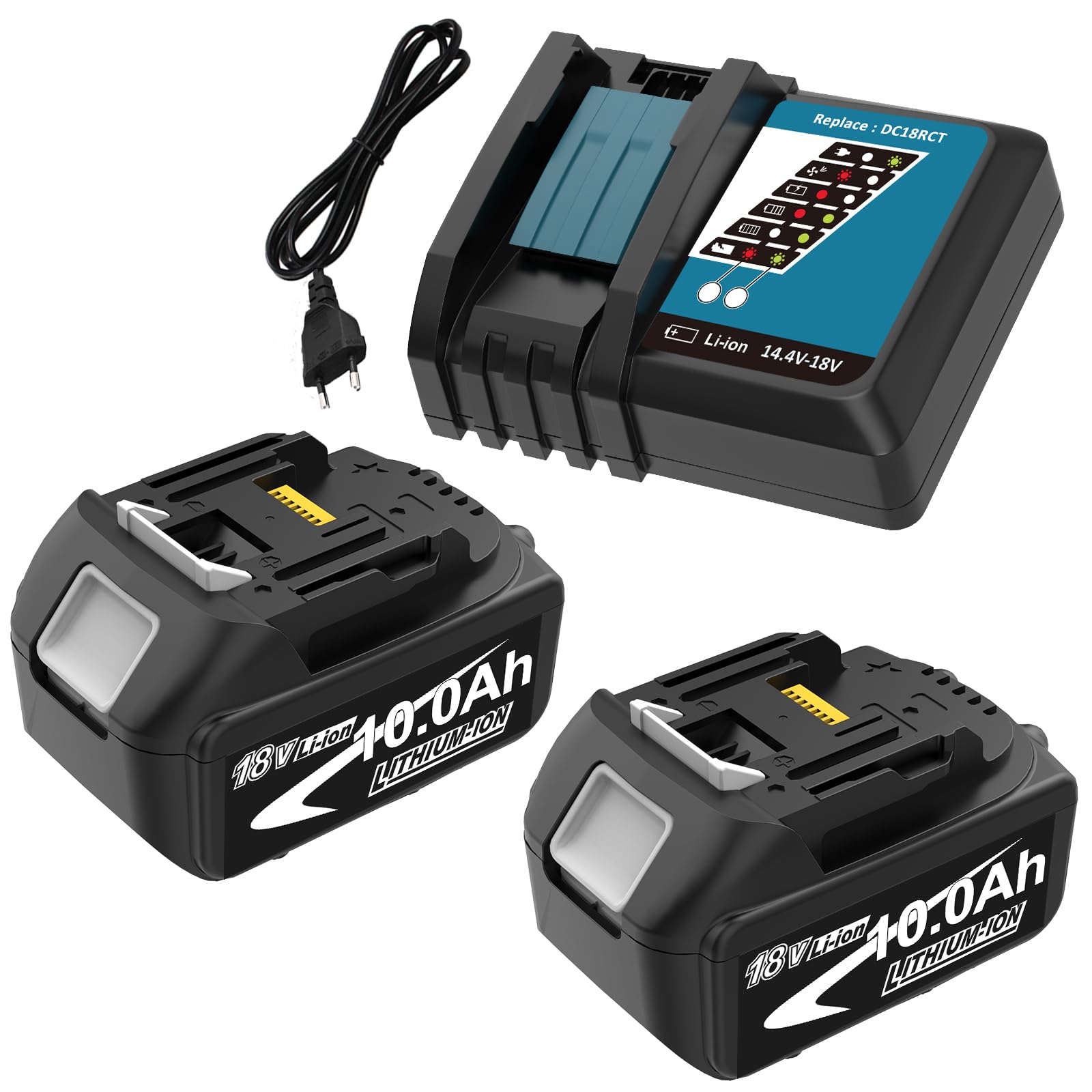 2X Rechange pour Makita Batterie 18V 10000 mAh BL1860B+Chargeur DC18RCT