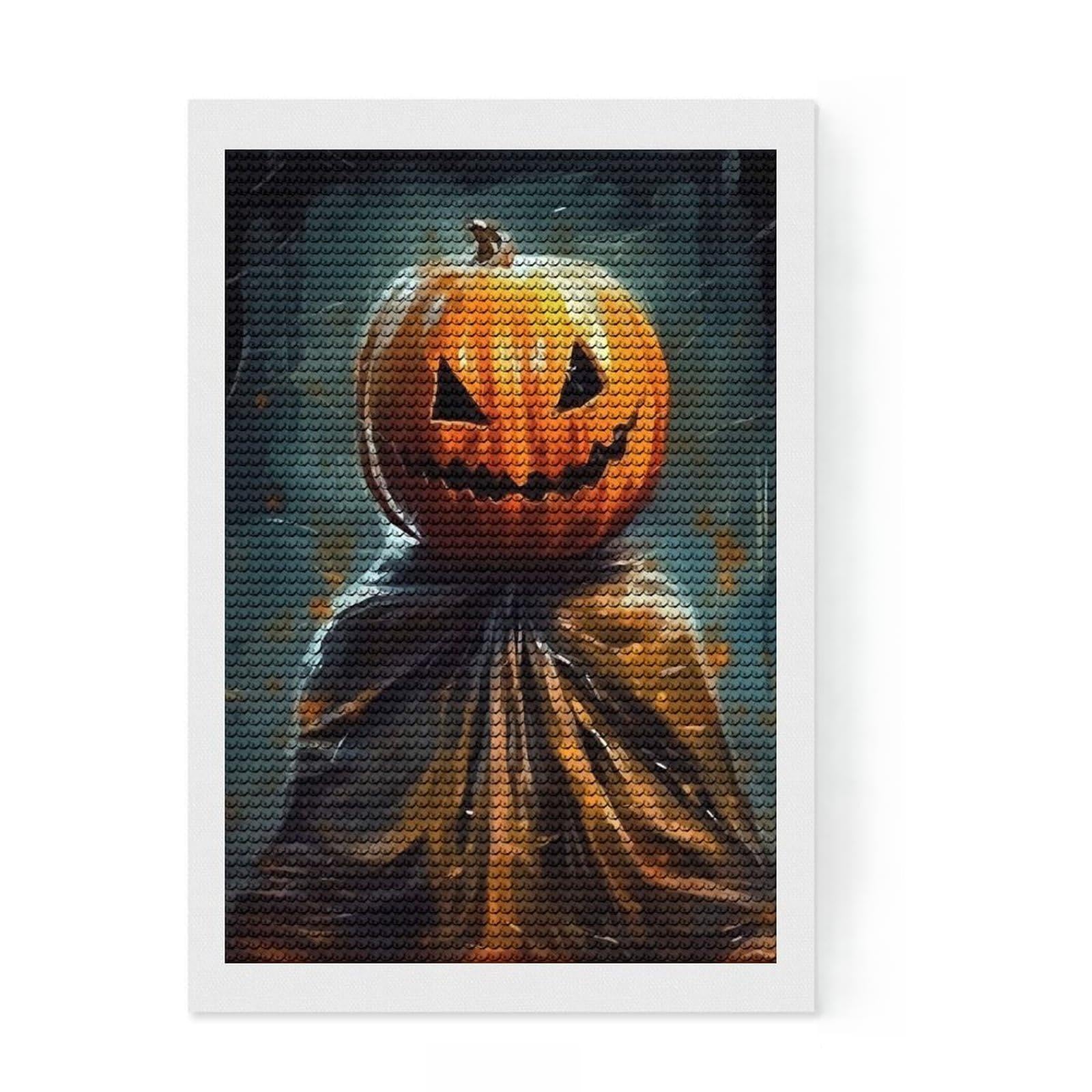 Junmoney Pumpkin Dummy Evil Full Drill Diamond Painting Kit 8"x12", for Adults, Living Room Decor, Enjoyable At-Home Hobby, Gift Idea