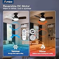 Vista 5 de Ventiladores de techo Amico con luces, ventilador de techo de 30 pulgadas de perfil bajo con luz y control remoto, montaje empotrado, reversible
