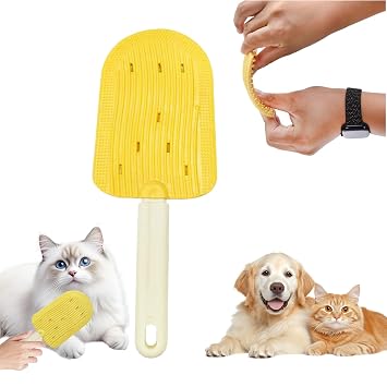 Pet Ice Cream Massage Comb, Cat Double-Sided Grooming Brush, Cat Tongue Brush for Cats Grooming Easily Removes Fur Reducing Hairballs Yellow