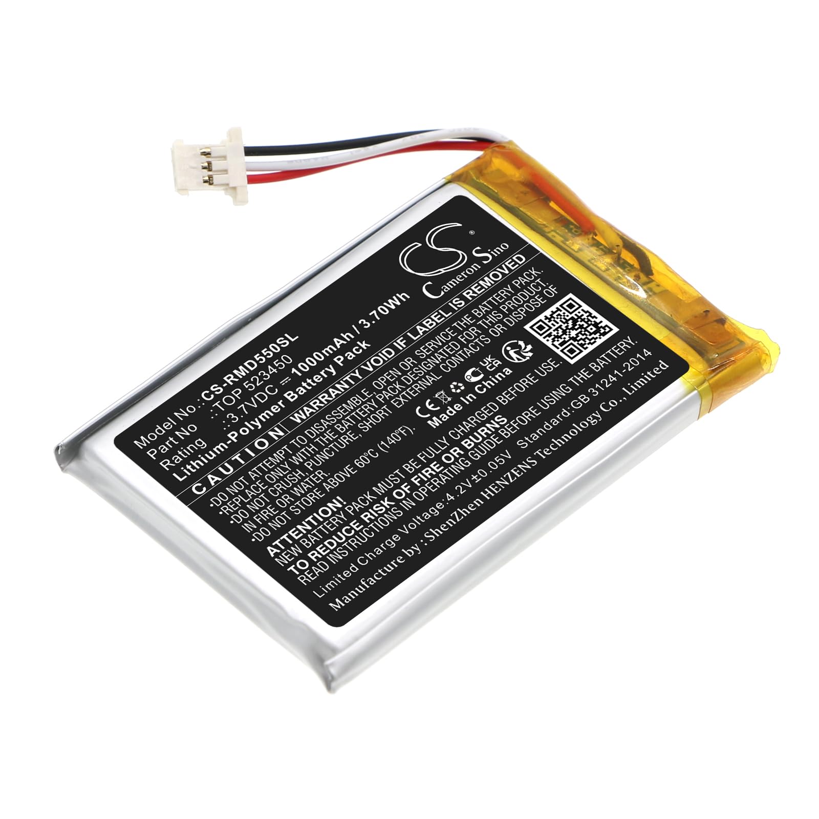 FYIOGXG Cameron Sino Battery for RAND McNally TND-540, TND-550 PN:RAND McNally TOP 523450 1000mAh / 3.70Wh