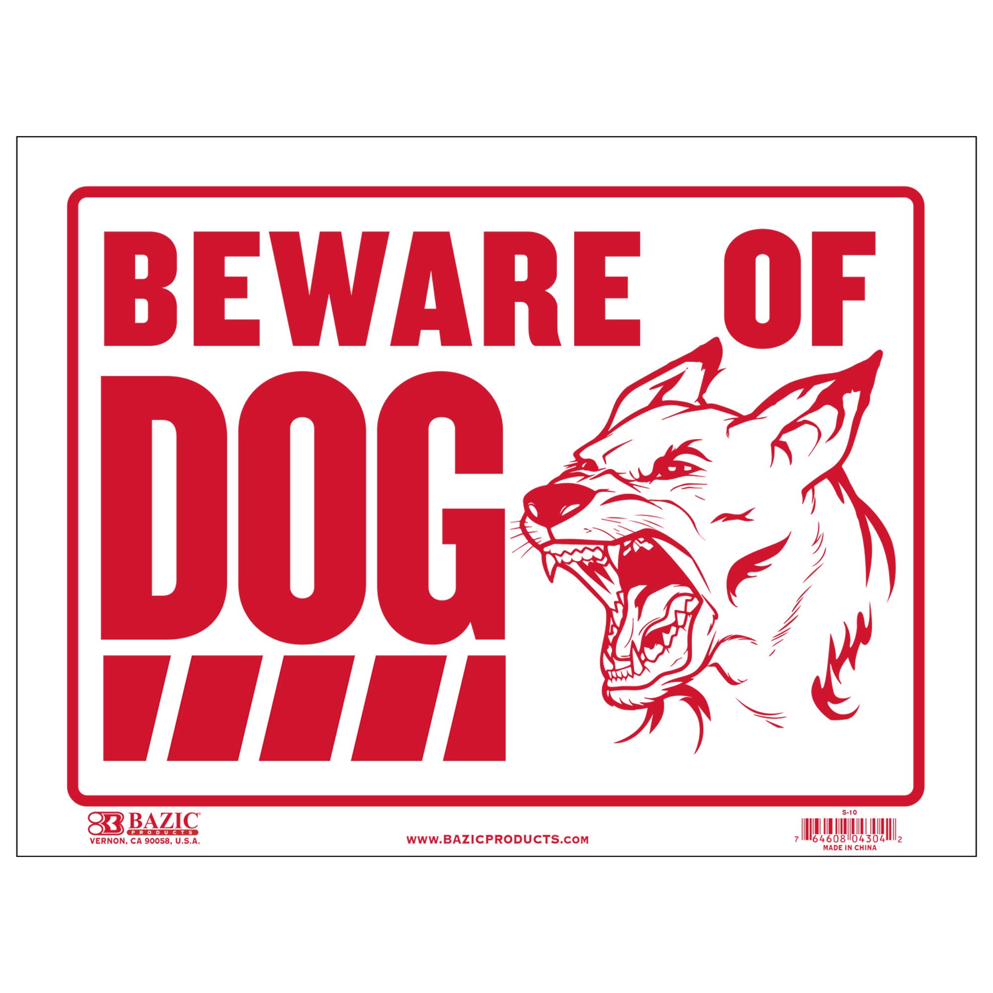 BAZIC 9" X 12" Beware of Dog Sign (S-10)-image-21