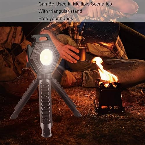 Miniatura 5 de COB - Luz de flash pequeña con soporte plegable - Llavero recargable de 500 lúmenes para pesca, camping, senderismo, 4 engranajes de brillo