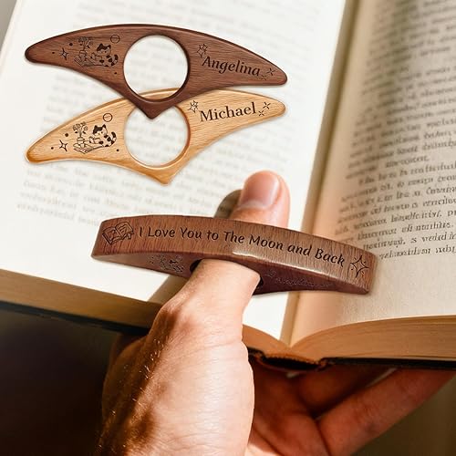 Miniatura 9 de Soporte personalizado para páginas de libro con pulgar, soportes personalizados para páginas de libro para lectura, soporte de madera personalizado