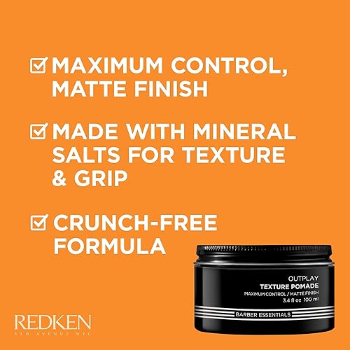 Miniatura 2 de Redken Brews Pomada de textura para hombres para todo tipo de cabello, máxima sujeción fuerte, acabado mate natural y bajo brillo sin peinado ni