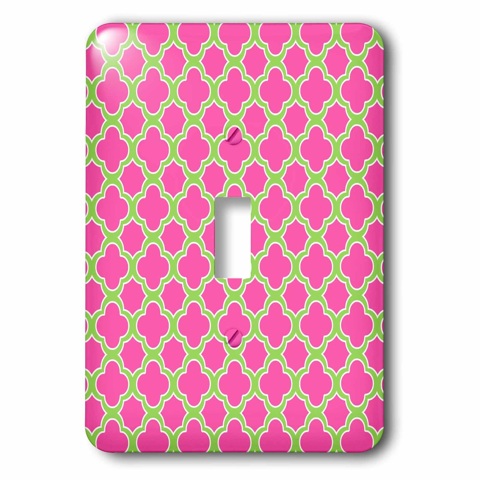 Cache interrupteur quatrefoil rose et vert citron 3dRose lsp_165917_1 pour décoration