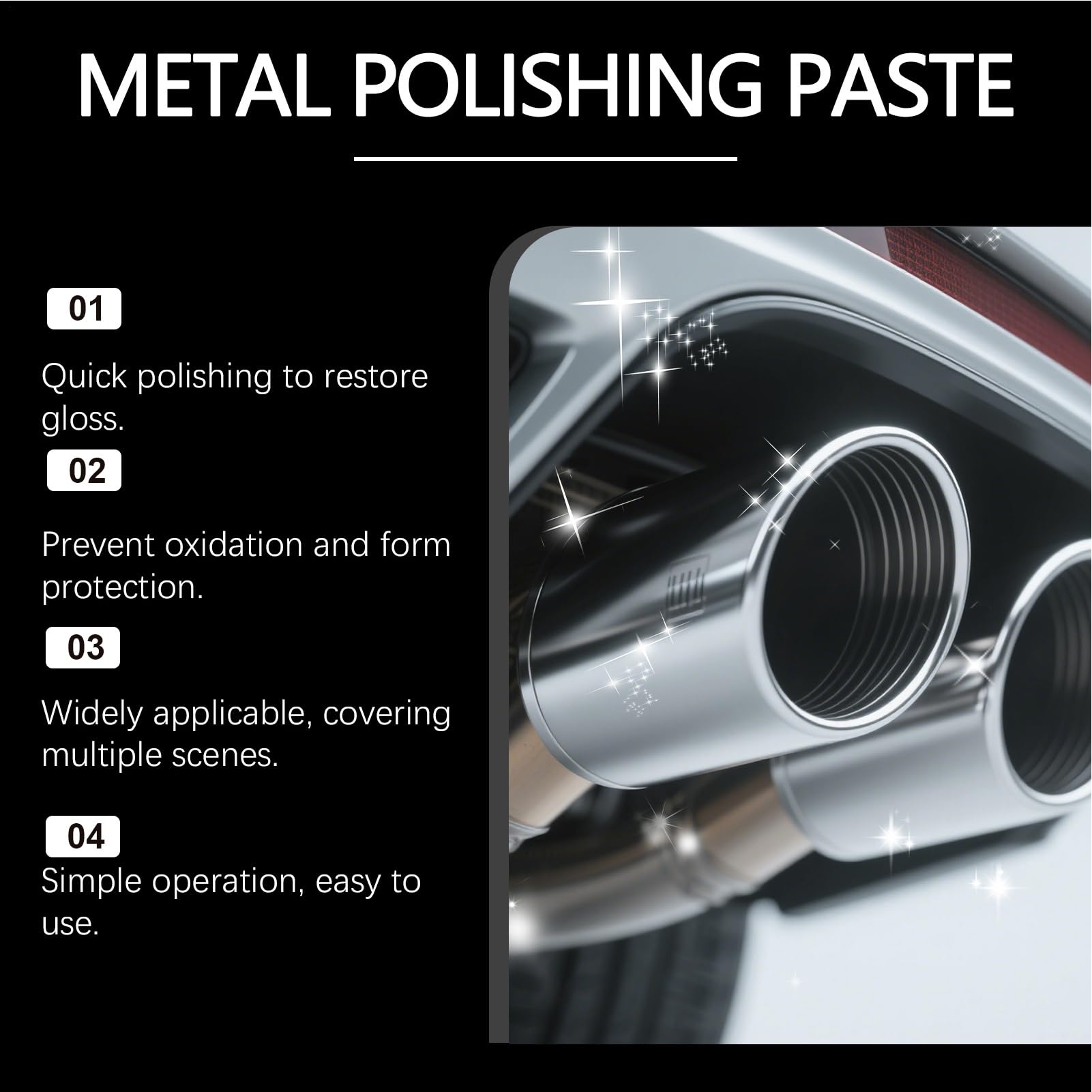 Auto Chrom- Und Metallglanz Schutzpaste Reparaturcreme Kfz-Pflege | Anlauf- und Oxidationsentferner für Chrom Schutzpaste-Reparaturcreme für Pkw, Motorrad, Boot, Wohnmobil, SUV, Zierblende,