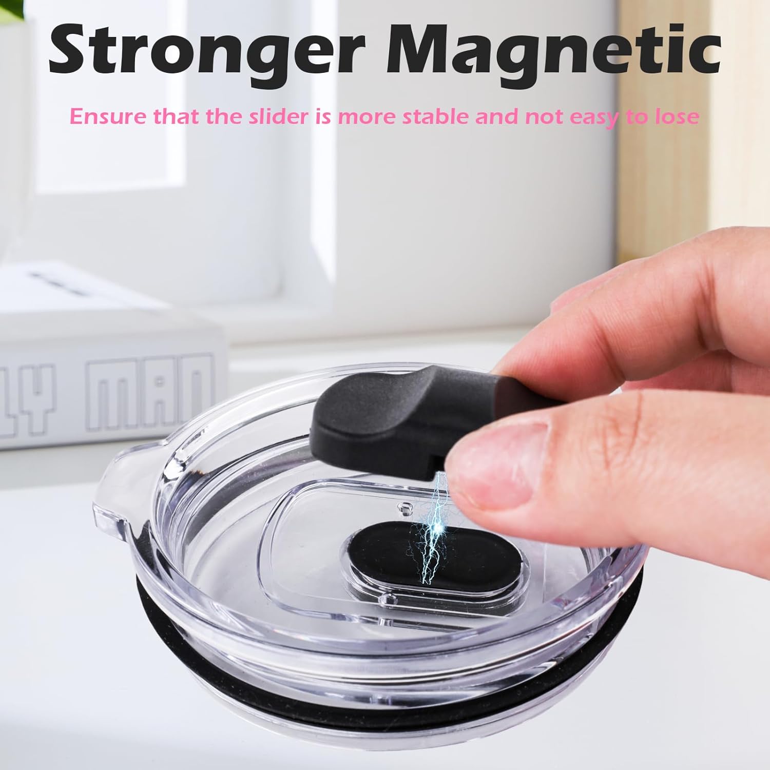 9 Pcs Magnetic Slider Replacement for Yeti Lids 10 oz, 14oz, 16 oz, 20 oz, 26 oz, 30 oz (Light pink, Black, Light Blue, Purple, Light Purple, Red, Orange, White, Yellow)