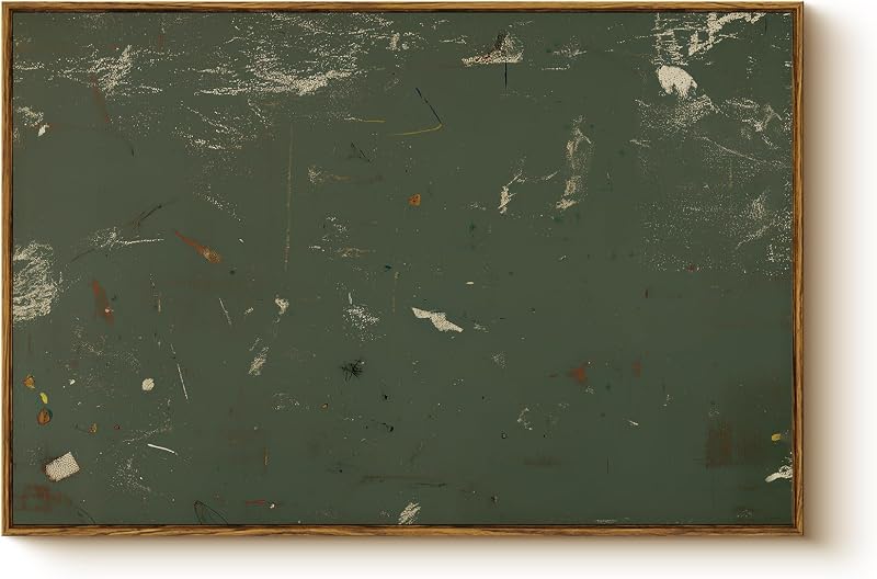 Dark Green Abstract Art, Gold Frame — $65