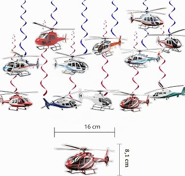24-Piece Helicopter Hanging Swirl Decorations for Helicopter Birthday Decorations Party Accessories
