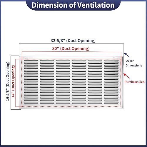 Miniatura 2 de 30 pulgadas de ancho x 14 pulgadas de alto tamaño de apertura del conducto Rejilla de filtro de aire de retorno de acero - Carapuerta extraíble para