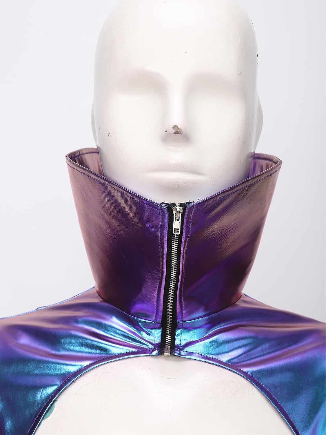 FEESHOW Womens Shiny Metallic Flying Shoulder Tunic Tops Dance Shirts Corset Shirt Y2k Tank Top