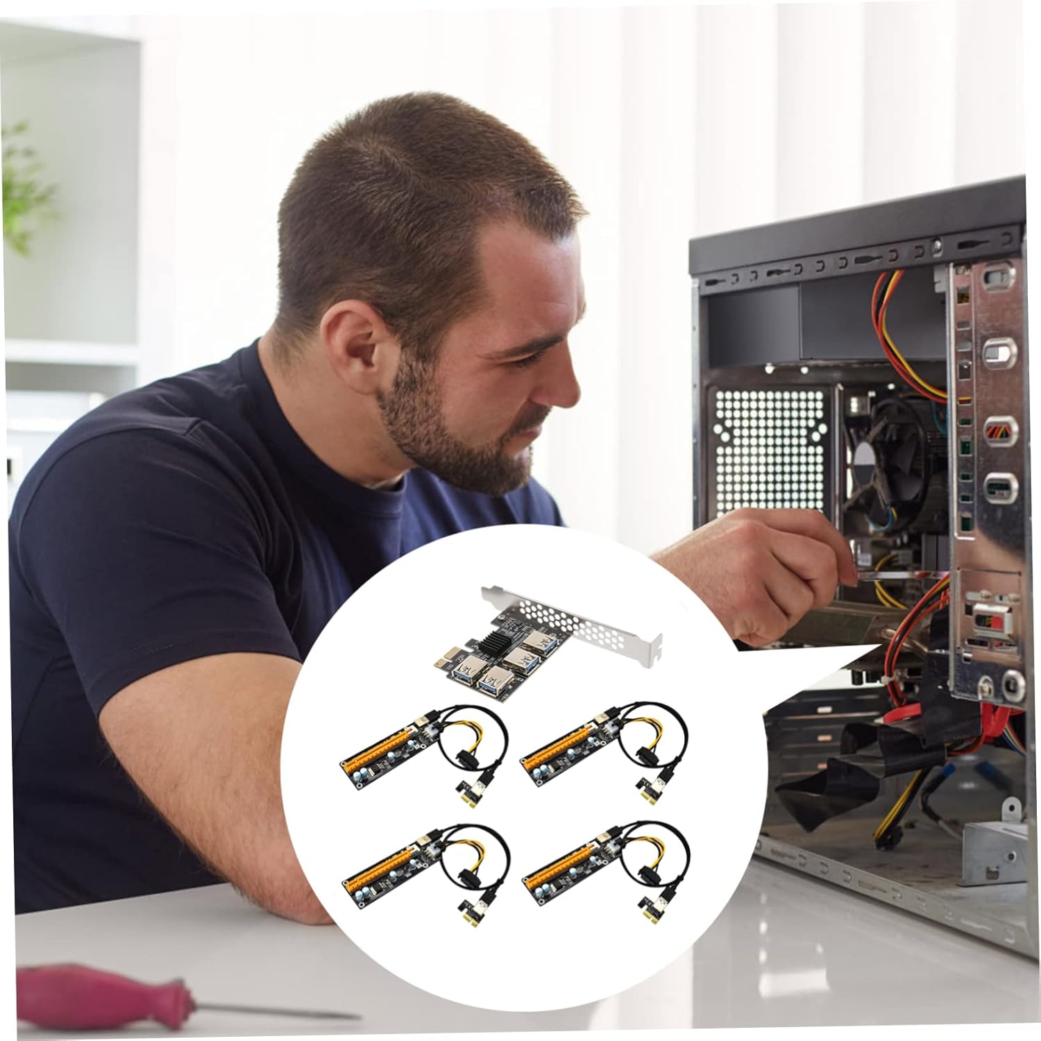 Pci-e Riser Card USB Extender Motherboard Interface Expansion Laptop USB Port Expander