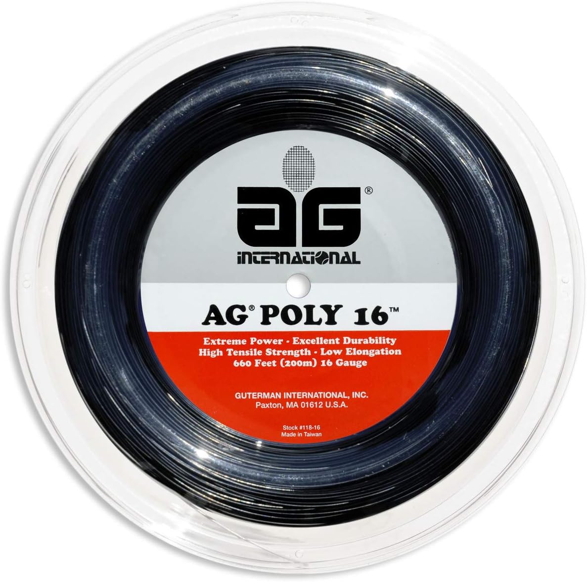 AG Poly 16 Polyester Tennis String Reel-Black