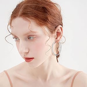 Orecchini A Cerchio Earcuff In Argento Sterling 925 Con Cristalli - Foto 9