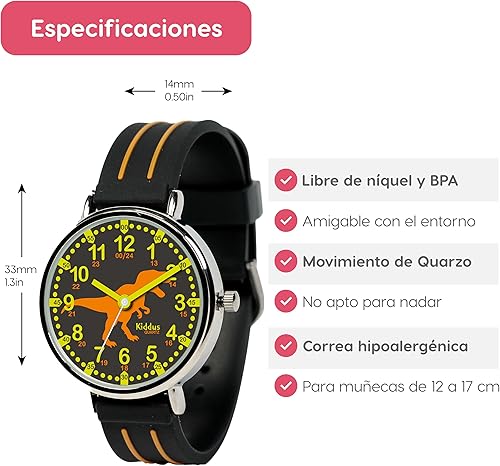 Miniatura 6 de Kiddus Reloj para niños, niños y niñas, reloj de aprendizaje de tiempo para niños, primer reloj de pulsera a partir de 5 años, manecillas de horas y